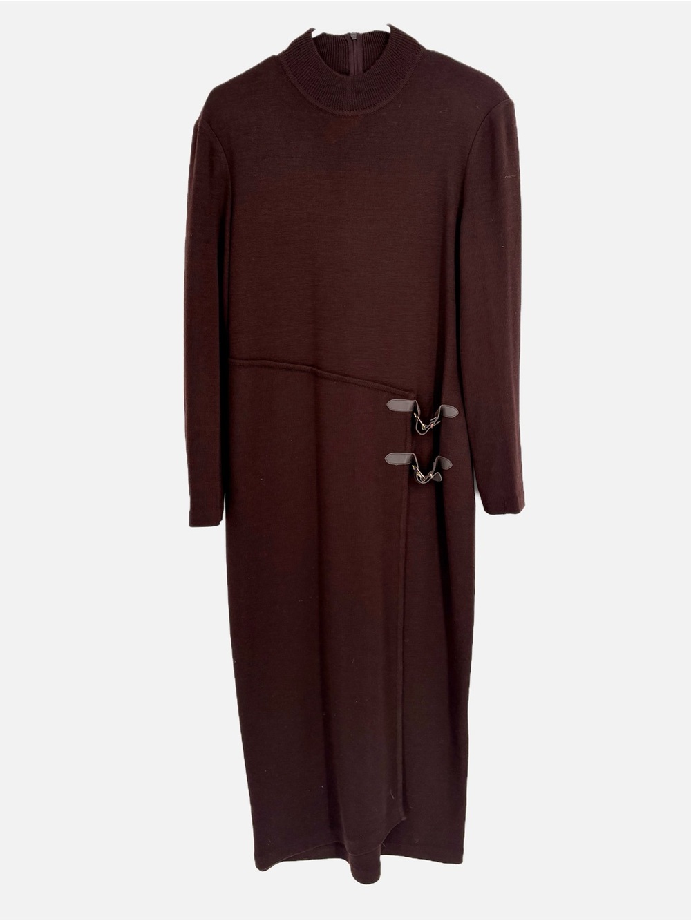 Vintage Nina Leonard Long Sleeve Midi Dress in Dark Brown